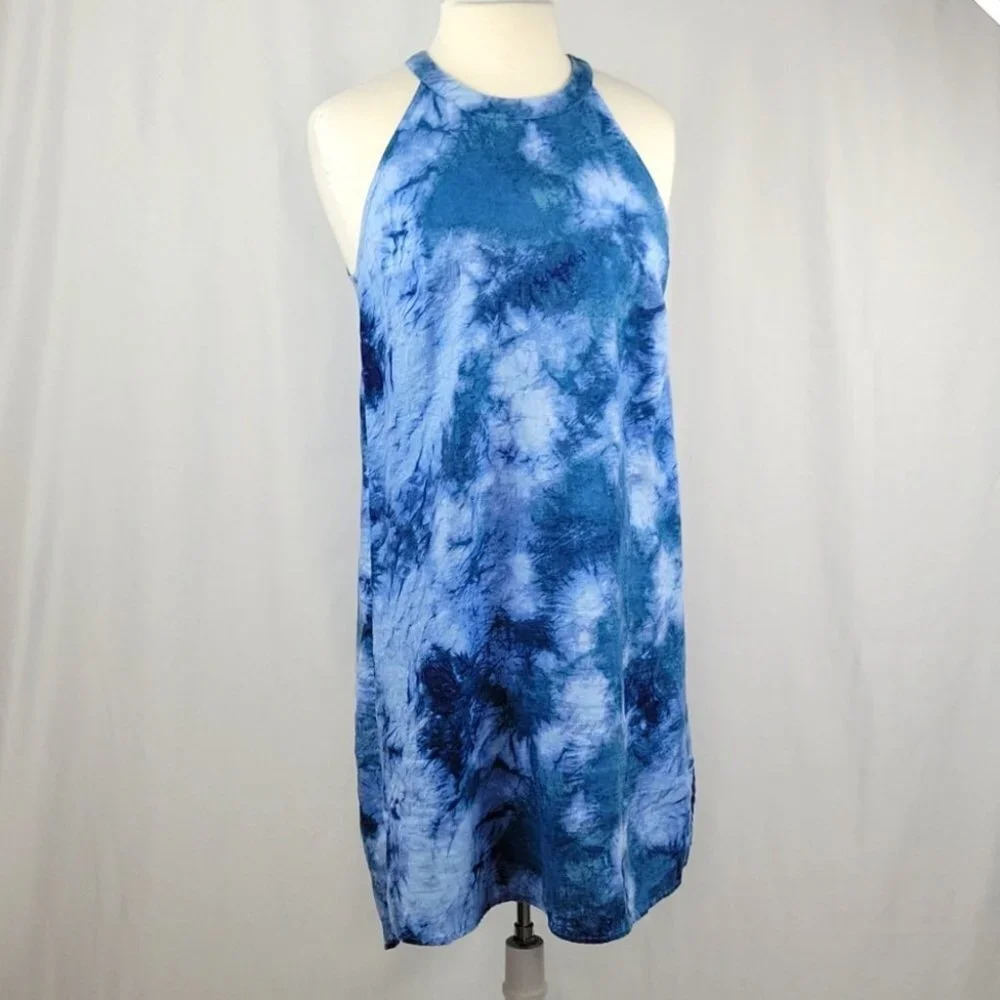 Cynthia Rowley Jewel Neck Tie Dye Linen Dress Size Small
